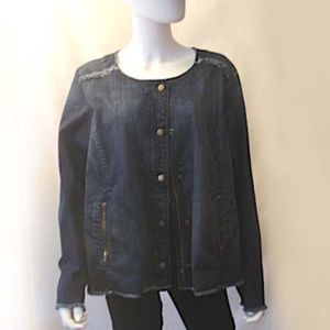 Lucky Brand Plus Size 3X Raw Hem Jean Jacket